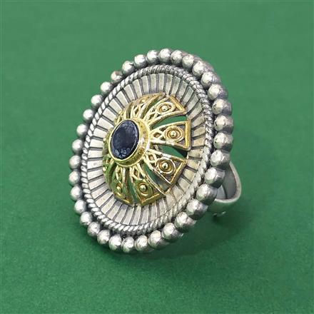 Oxidised Adjustable Ring With 2 Tone Plating