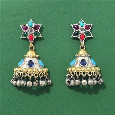 Oxidised Classic Earring With 2 Tone Plating