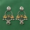 Oxidised Moti Earring With 2 Tone Plating