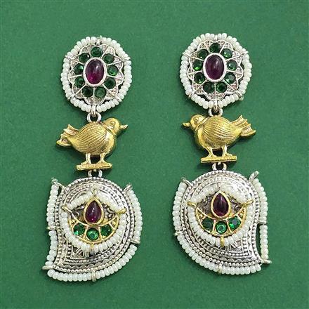 Oxidised Classic Earring With 2 Tone Plating