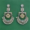 Oxidised Long Earring With 2 Tone Plating