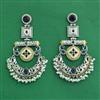 Oxidised Long Earring With 2 Tone Plating