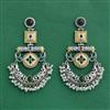 Oxidised Long Earring With 2 Tone Plating