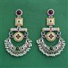 Oxidised Long Earring With 2 Tone Plating