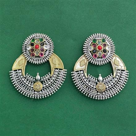 Oxidised Classic Earring With 2 Tone Plating