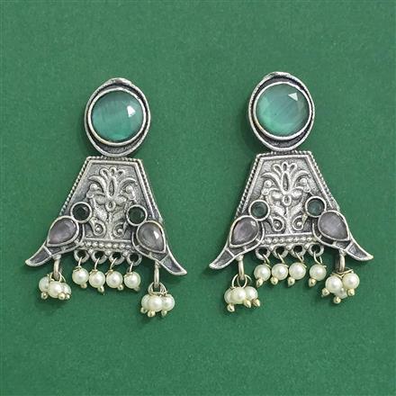 Moti Earring With Oxidised Plating