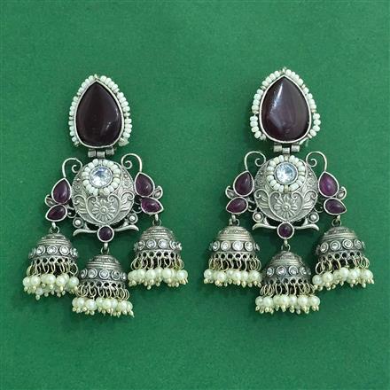 Moti Earring With Oxidised Plating