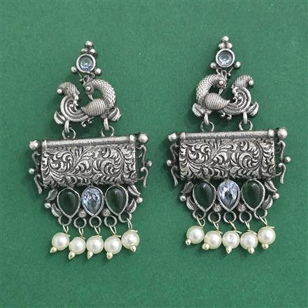 Moti Earring With Oxidised Plating