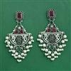 Moti Earring With Oxidised Plating
