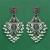 Moti Earring With Oxidised Plating