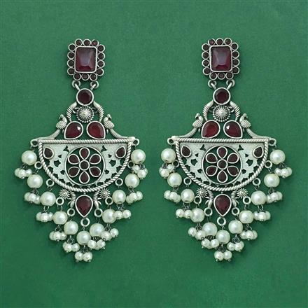 Moti Earring With Oxidised Plating