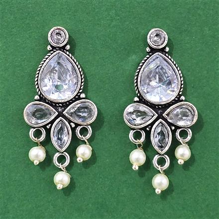 Moti Earring With Oxidised Plating