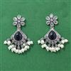 Moti Earring With Oxidised Plating