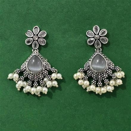 Moti Earring With Oxidised Plating