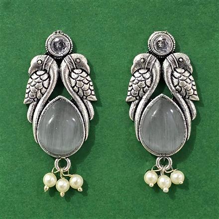 Moti Earring With Oxidised Plating