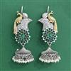 Oxidised Peacock Earring With 2 Tone Plating