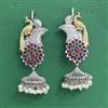 Oxidised Peacock Earring With 2 Tone Plating