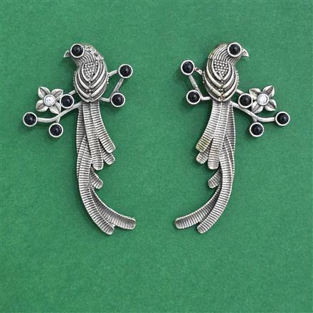 Moti Earring With Oxidised Plating