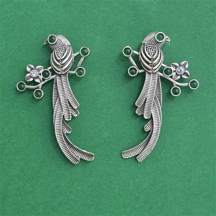 Moti Earring With Oxidised Plating