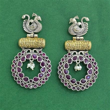 Oxidised Peacock Earring With 2 Tone Plating