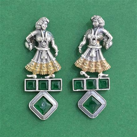 Oxidised Classic Earring With 2 Tone Plating