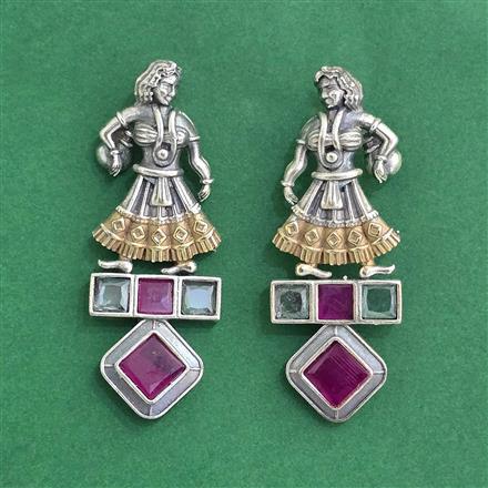 Oxidised Classic Earring With 2 Tone Plating
