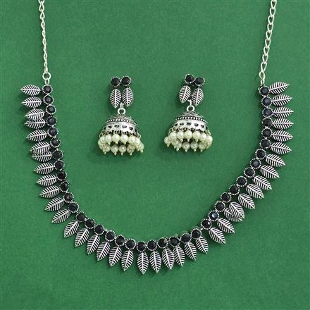 Classic Necklace Set With Oxidised Plating