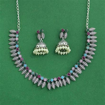 Classic Necklace Set With Oxidised Plating