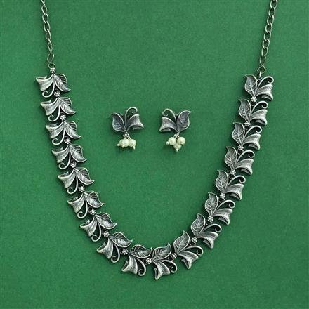 Classic Necklace Set With Oxidised Plating