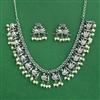 Moti Necklace Set With Oxidised Plating