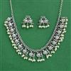 Moti Necklace Set With Oxidised Plating