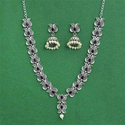 Classic Necklace Set With Oxidised Plating