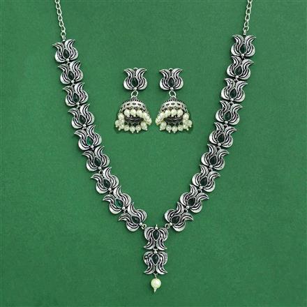 Classic Necklace Set With Oxidised Plating
