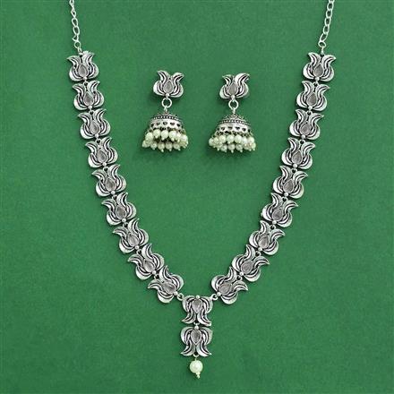 Classic Necklace Set With Oxidised Plating