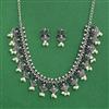 Moti Necklace Set With Oxidised Plating
