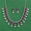 Moti Necklace Set With Oxidised Plating