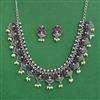 Moti Necklace Set With Oxidised Plating