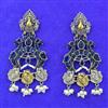 Oxidised Moti Earring With 2 Tone Plating