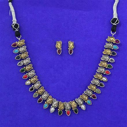 Oxidised Classic Necklace With 2 Tone Plating