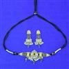 Oxidised Moti Necklace With 2 Tone Plating