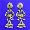 Oxidised Long Earring With 2 Tone Plating