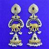 Oxidised Long Earring With 2 Tone Plating