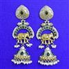 Oxidised Long Earring With 2 Tone Plating