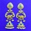 Oxidised Long Earring With 2 Tone Plating