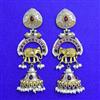 Oxidised Long Earring With 2 Tone Plating