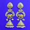 Oxidised Long Earring With 2 Tone Plating