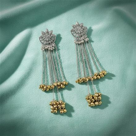 Oxidised Kashmiri Earring With 2 Tone Plating