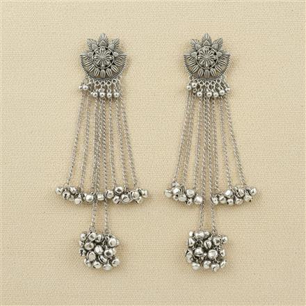 Kashmiri Earring With Oxidised Plating