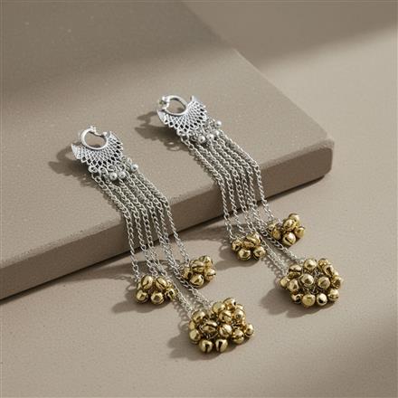 Oxidised Kashmiri Earring With 2 Tone Plating