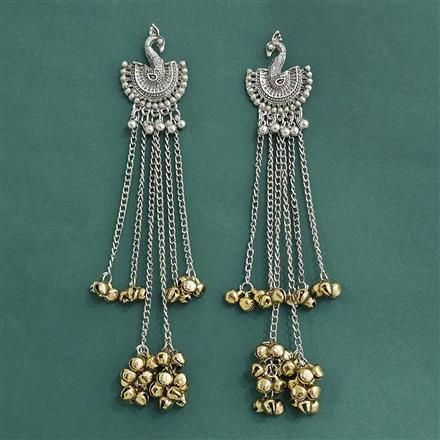Oxidised Kashmiri Earring With 2 Tone Plating
